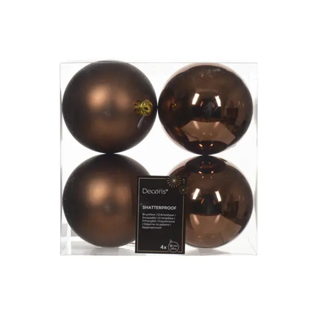 Espresso Boxed Ball Ornaments Set Of 4