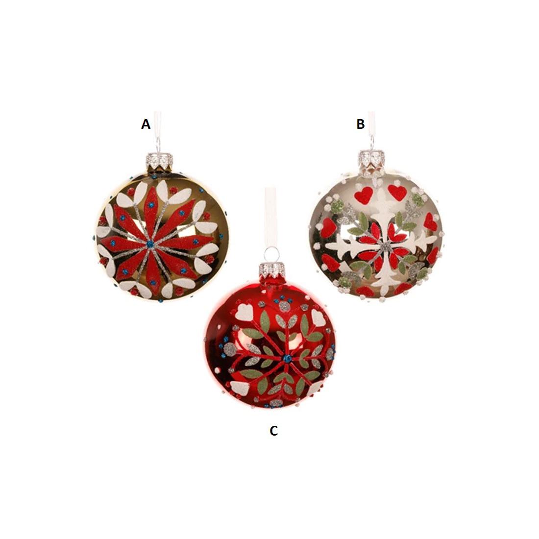 Glass Red White Blue Snowflake Ornament