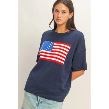 AMERICAN FLAG KNIT TOP