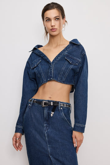 DENIM OFF SHOULDER TOP | INDIGO724