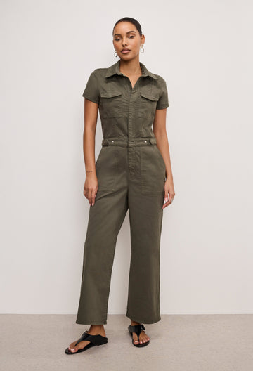 FIT FOR SUCCESS TWILL PALAZZO CROPPED JUMPSUIT | FATIGUE001