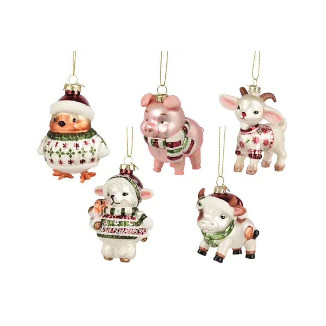Farm Animal With Sweater Or Scarf Ornament
