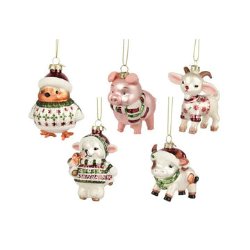Farm Animal With Sweater Or Scarf Ornament