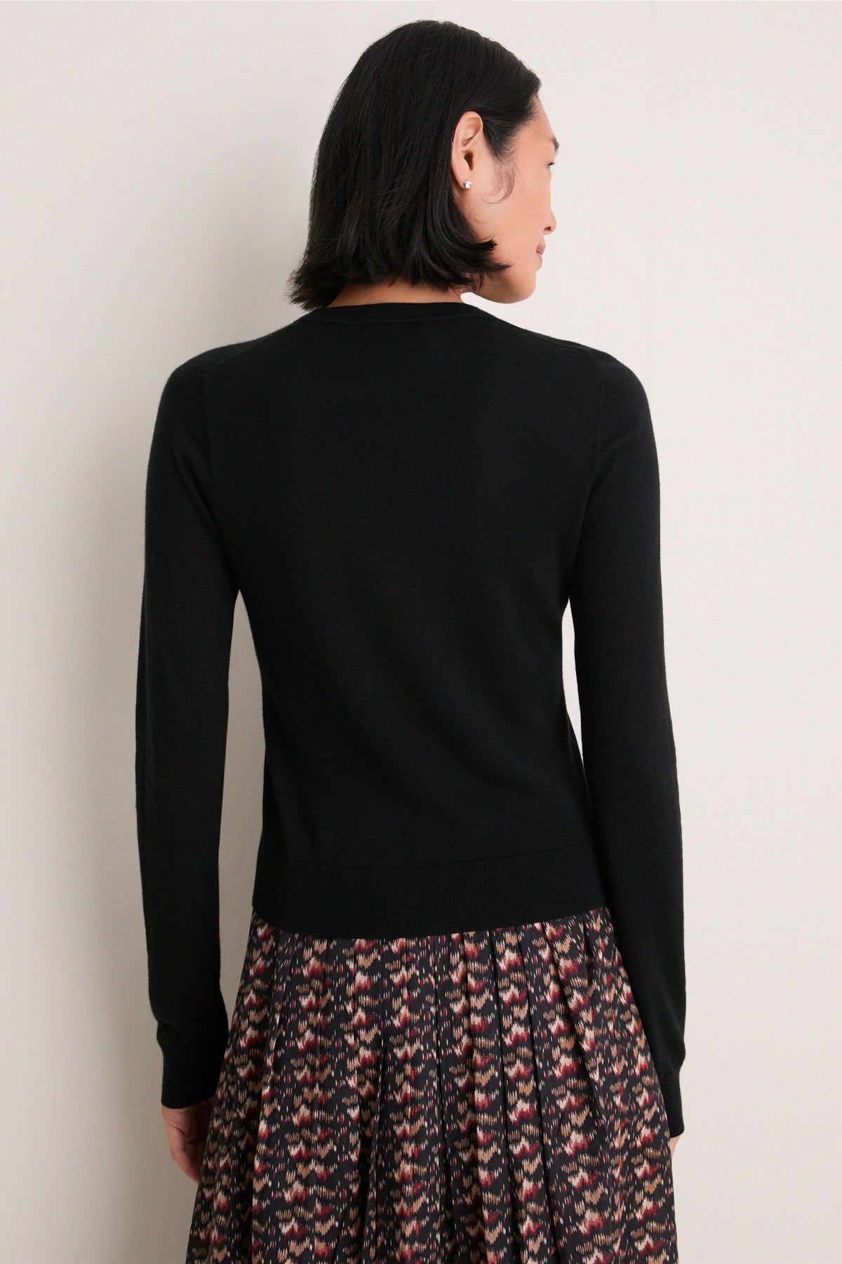 Black Cashmere Silk Long Sleeve Katie Tee