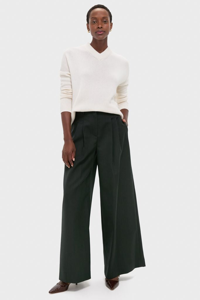 Ivory Cashmere Cassie V-Neck Sweater