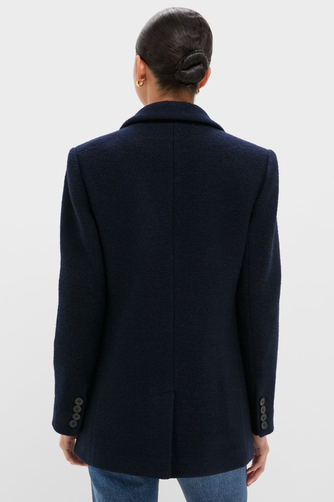 Navy Boucle Leo Boyfriend Blazer
