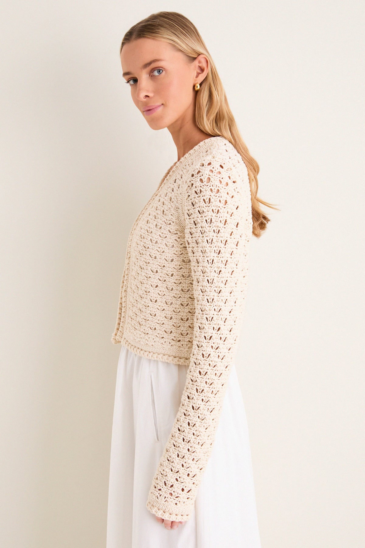Ivory Crochet Daisy Cardigan