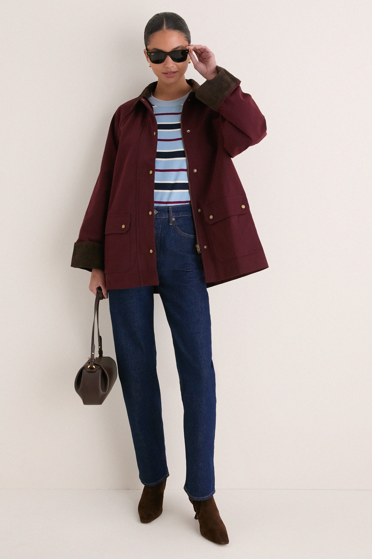 Oxblood Multi Contrast Collar Barn Jacket