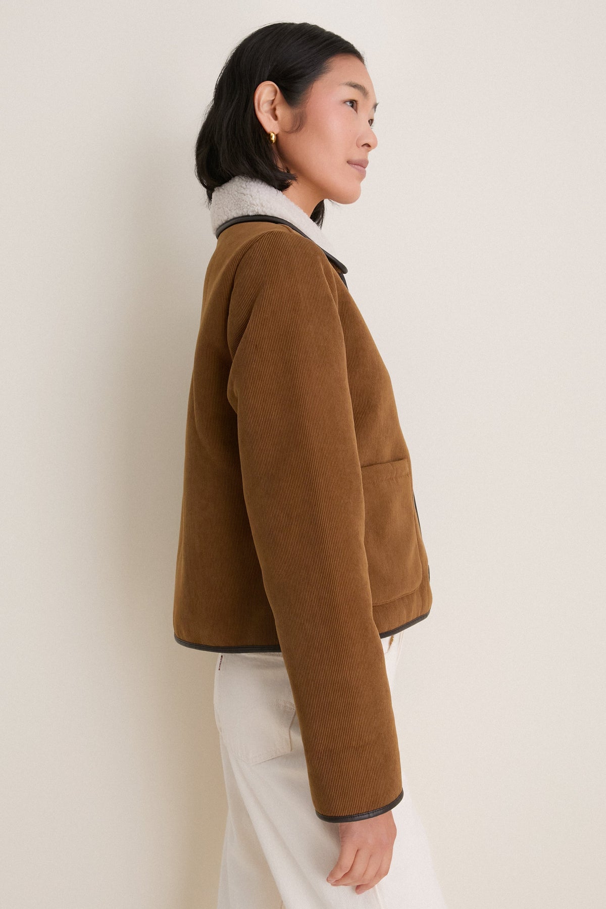 Tan Penny Fleece Casual Jacket