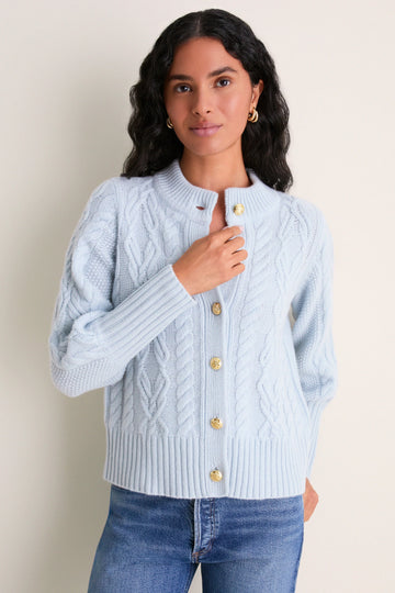 Light Blue Cashmere Colette Cardigan