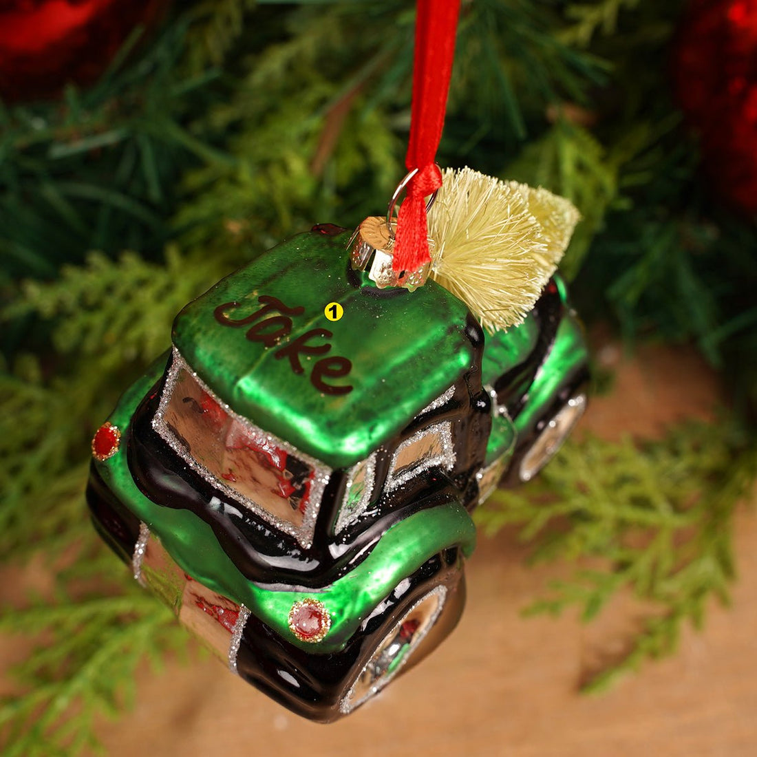 2.5Inch Glass Green Tractor Ornament