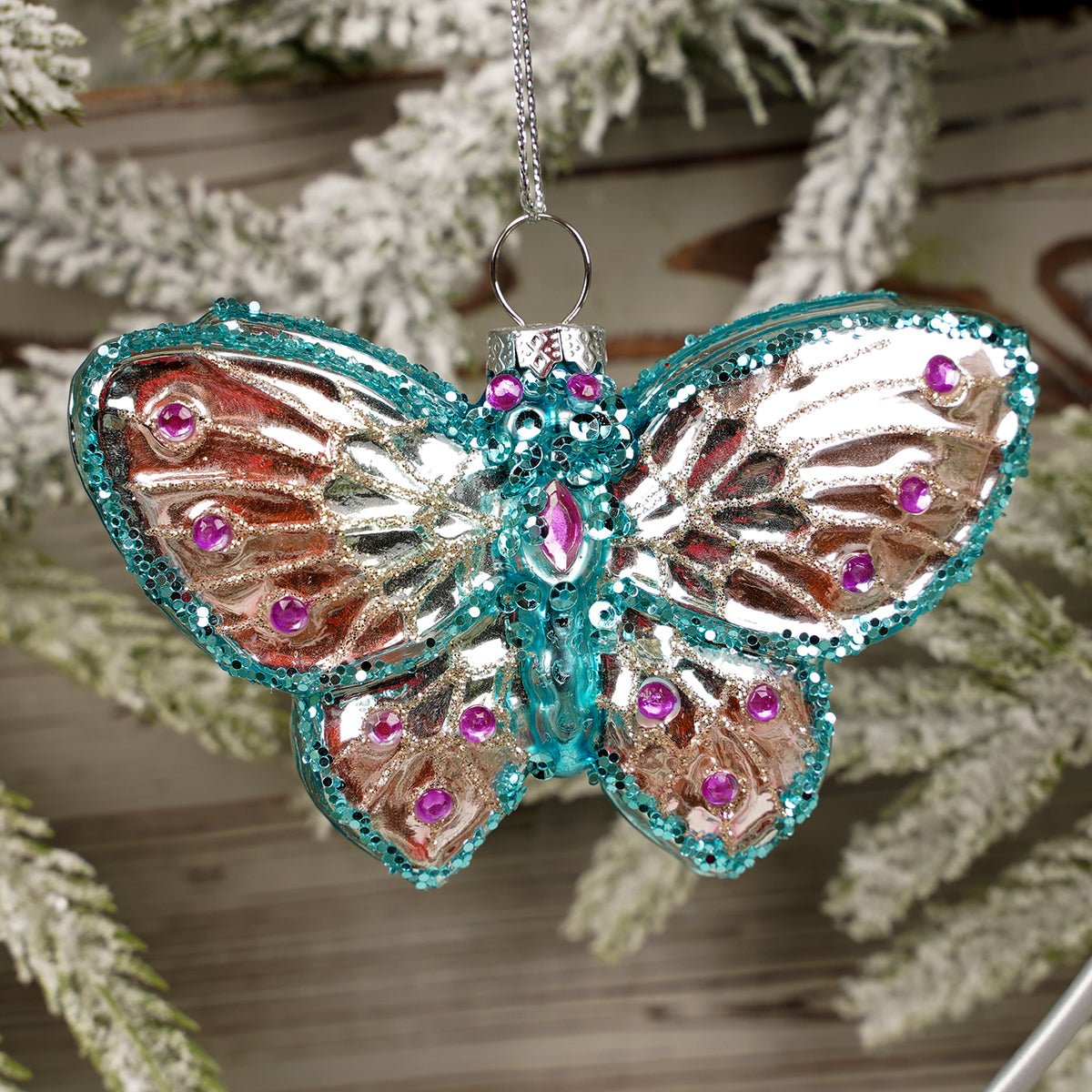 Glass Multi-Color Butterfly Ornament