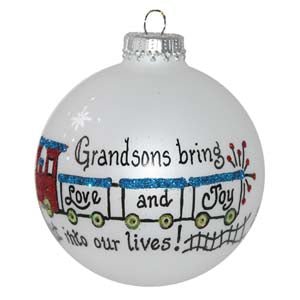 Grandson Hand Painted Train Ornament