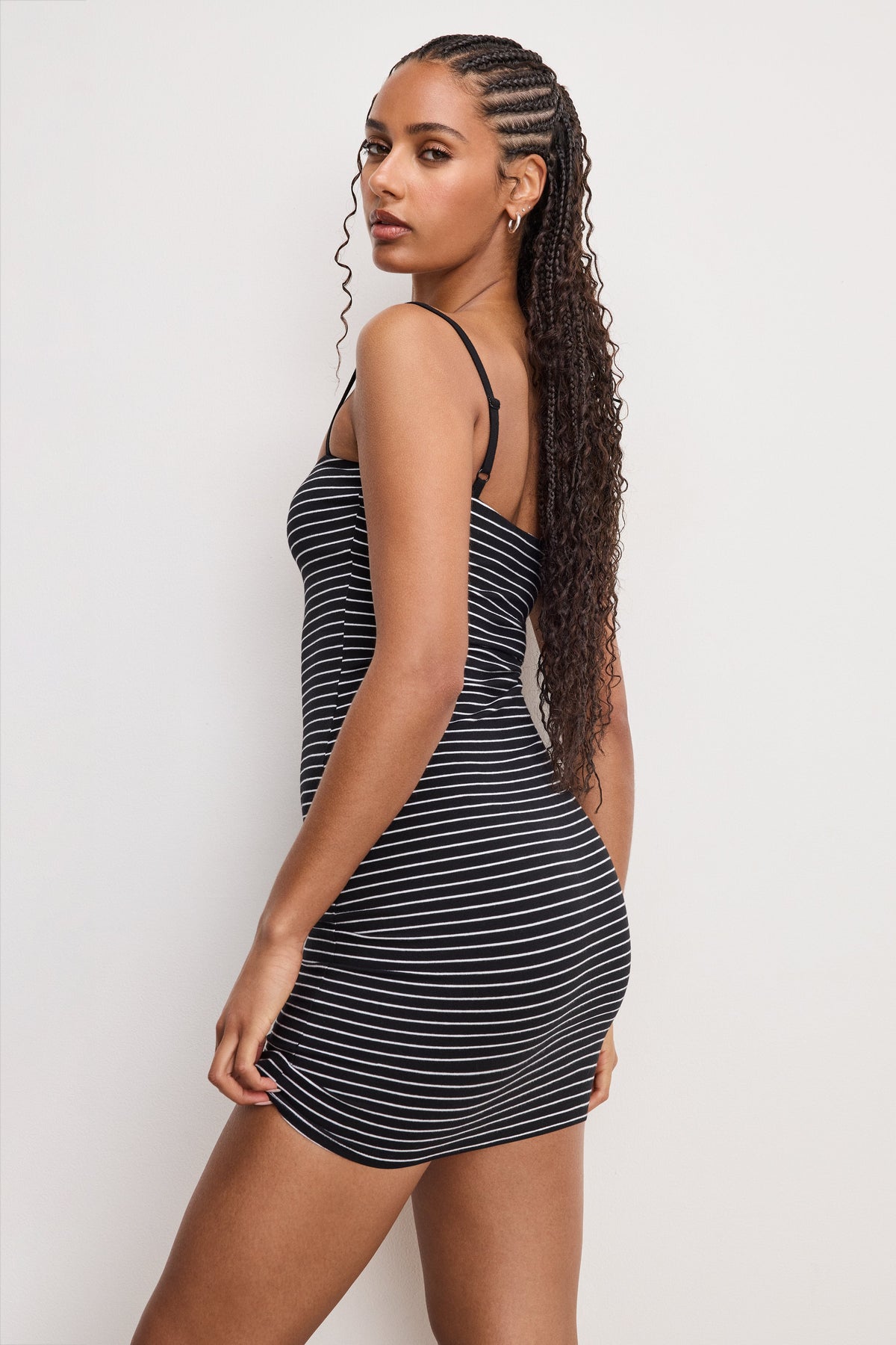 SUPER STRETCH JERSEY CAMI MINI DRESS | CLASSIC STRIPE002