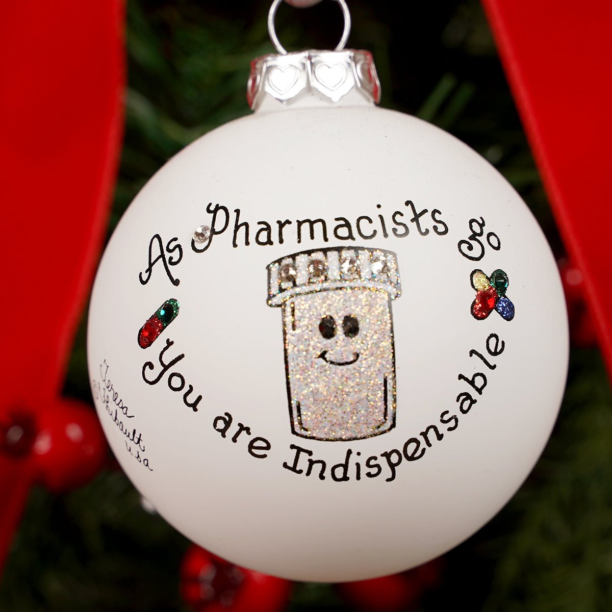 Pharmacist Hand Painted Christmas Ornament