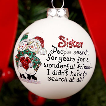Sisters Snowman Hand Painted Ornament