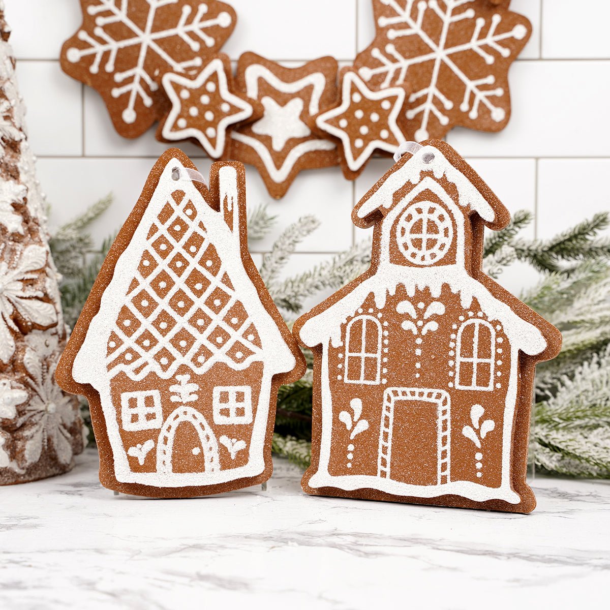 Glitter Gingerbread House Ornaments