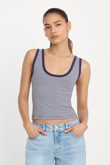 SUPER STRETCH RINGER TANK | HORIZON STRIPE