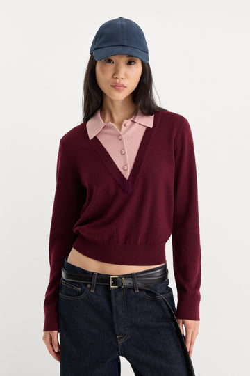 THE TWO IN ONE SWEATER | BERRY NOIR WITH BLUSH