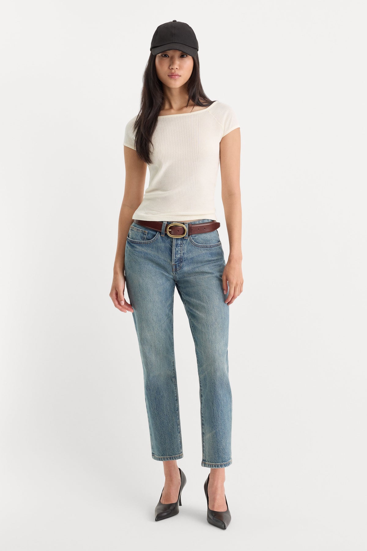 THE VARIEGATED RIB TOP | CHALK