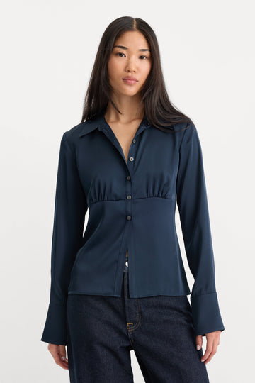 THE SATIN FEMME SHIRT | NEW NAVY002