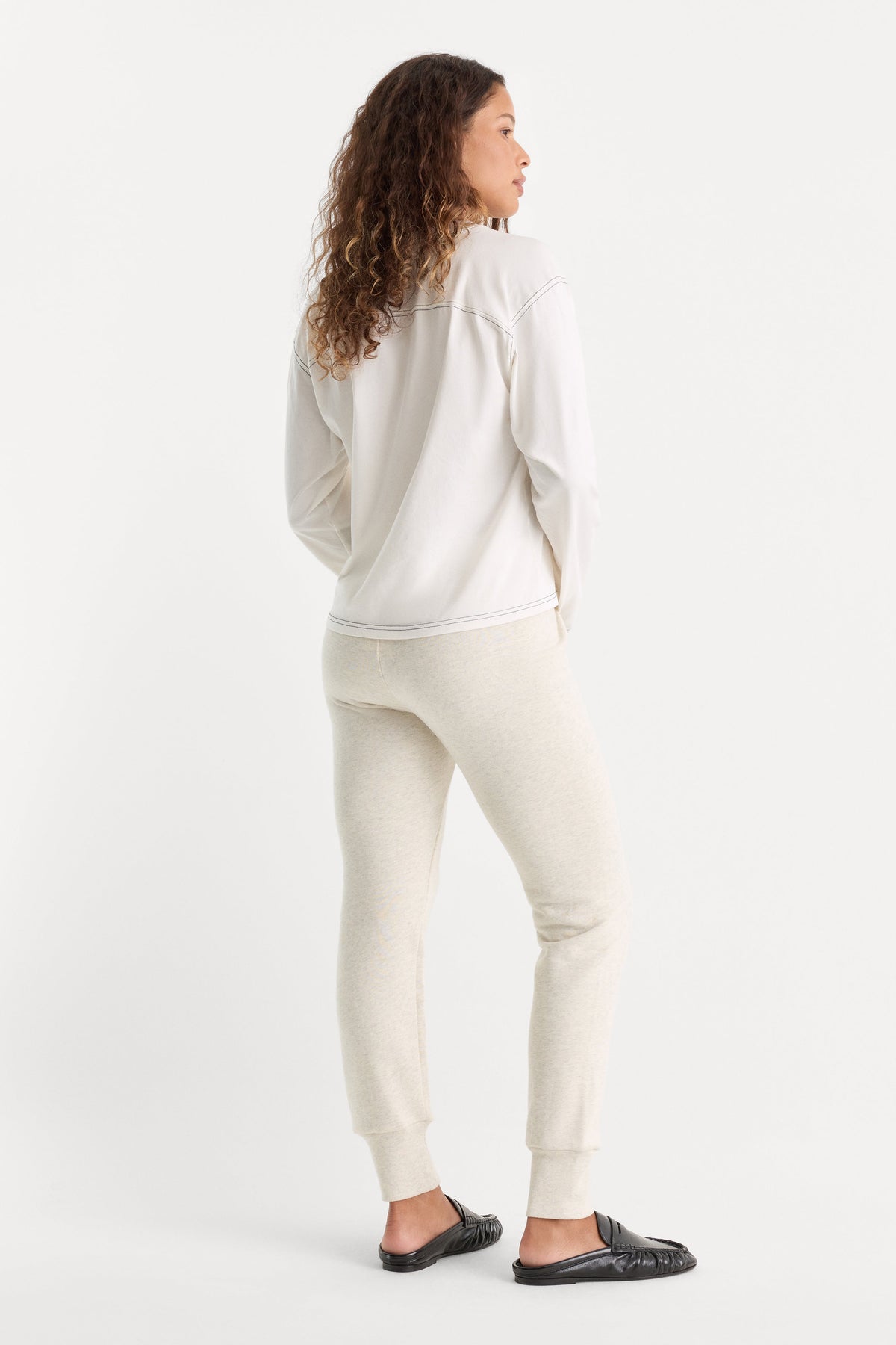 THE FRENCH TERRY BUTTON FRONT LEGGING | OATMEAL HEATHER