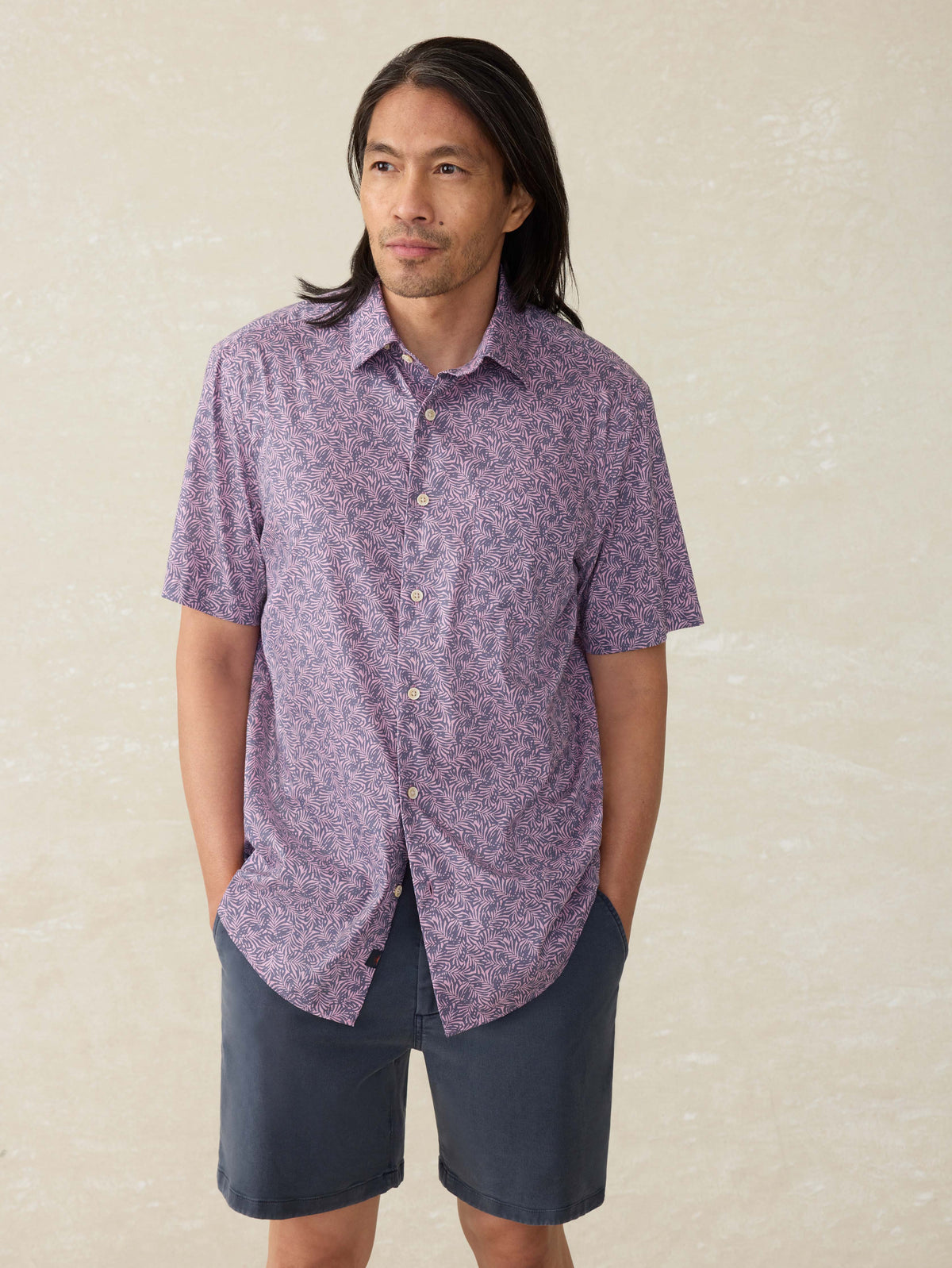 Short-Sleeve Movement Monterey Shirt - Lavender Sky Canopy
