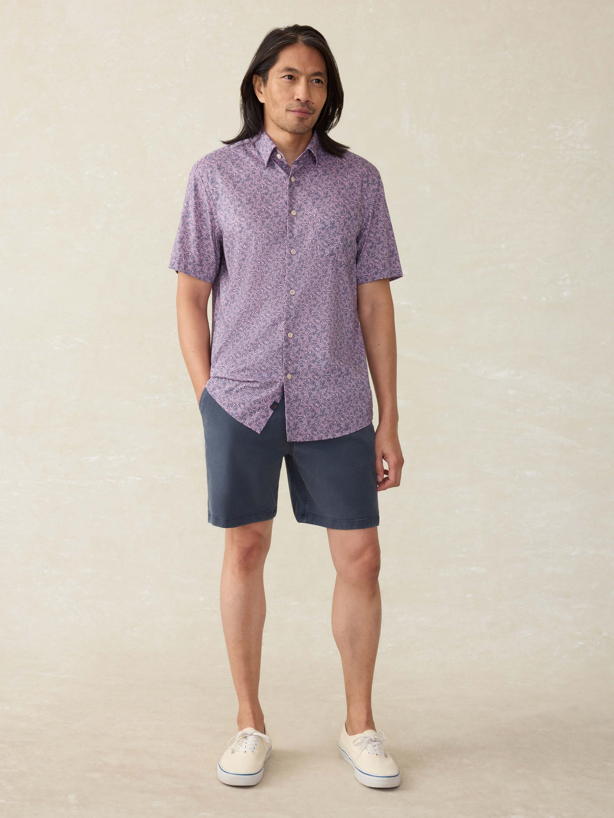 Short-Sleeve Movement Monterey Shirt - Lavender Sky Canopy