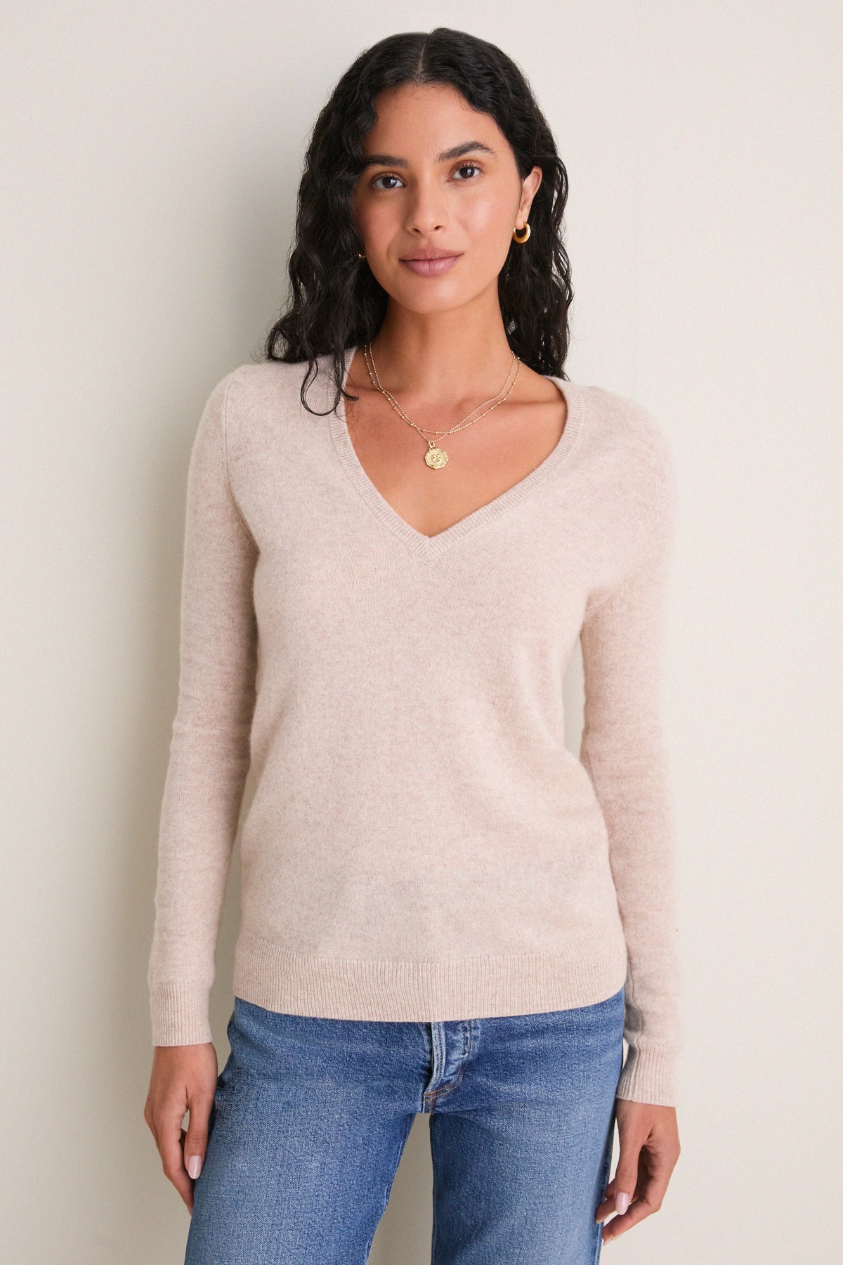 Sandstone Cashmere Katherine V-Neck Sweater