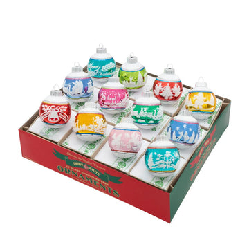 CC Signature Flocked Round Ornaments 12 Count