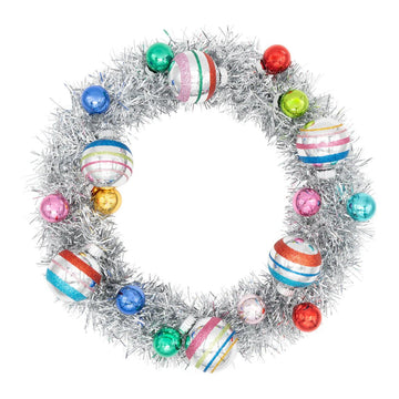 CC Silver Tinsel Wreath With Rounds Ornament
