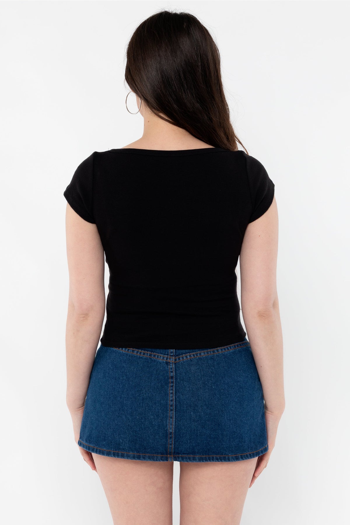 43023 - Baby Rib Square Neck Cap Sleeve Tee