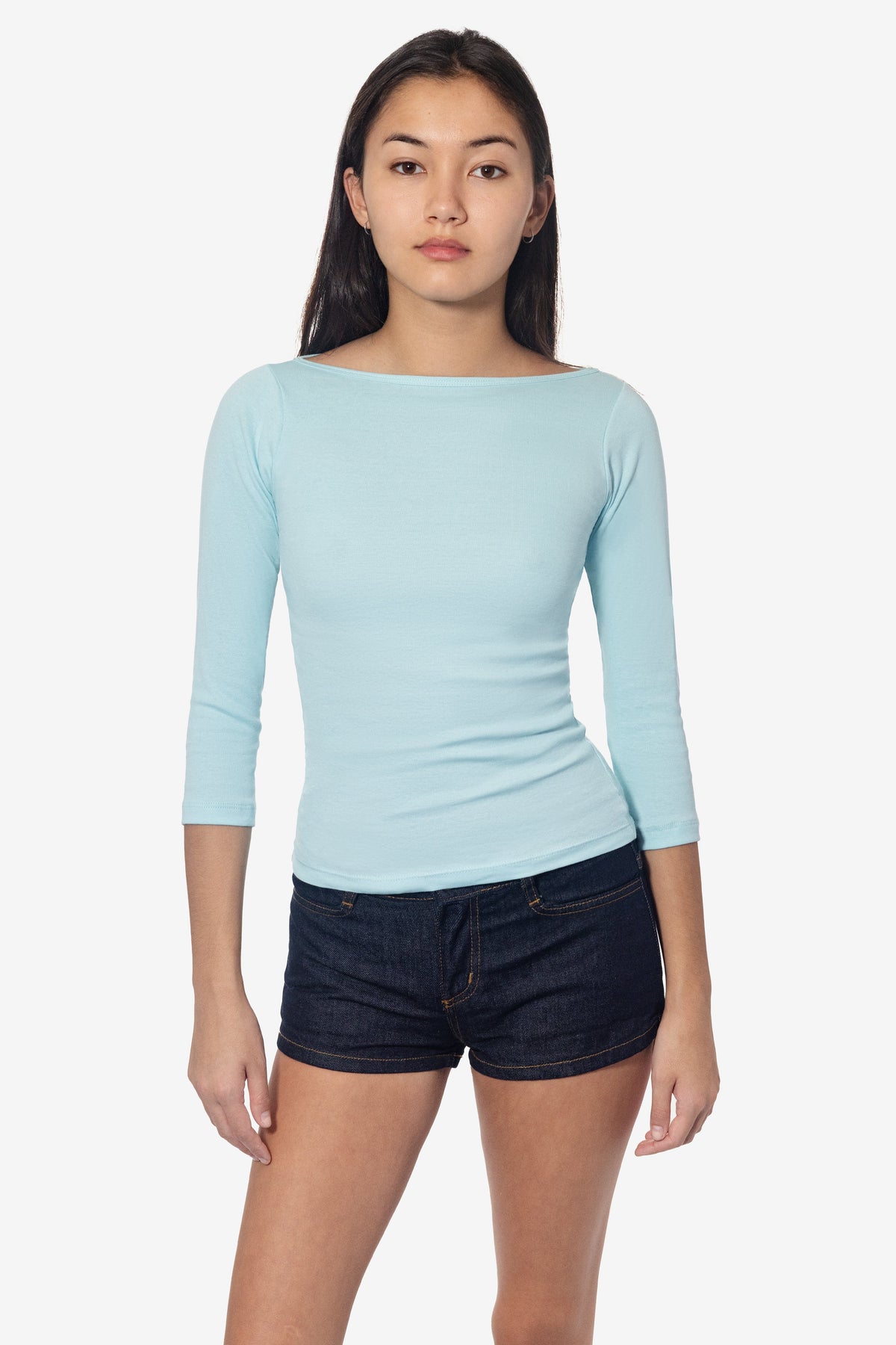 43044 - Baby Rib 3/4 Sleeve Boatneck Top