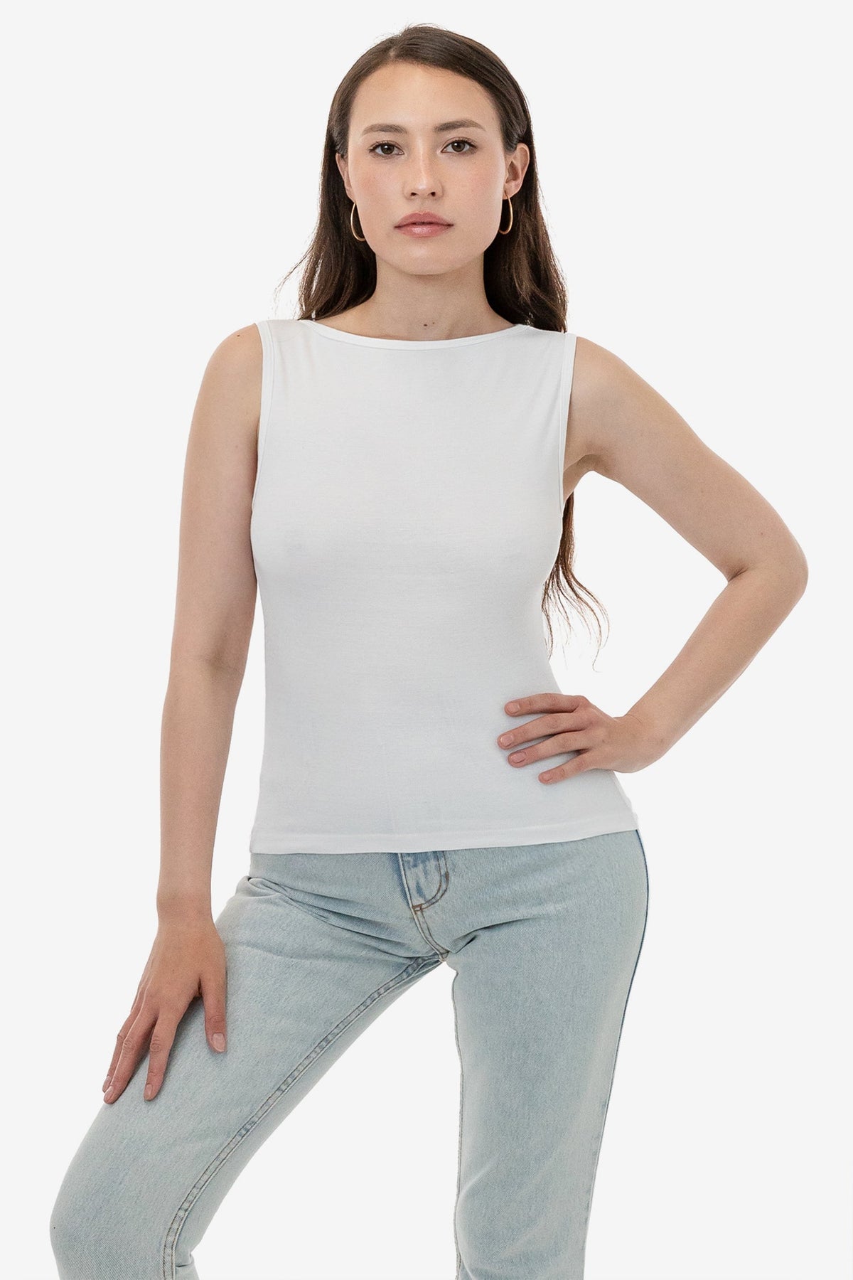 43045 - Baby Rib Sleeveless Boatneck Top