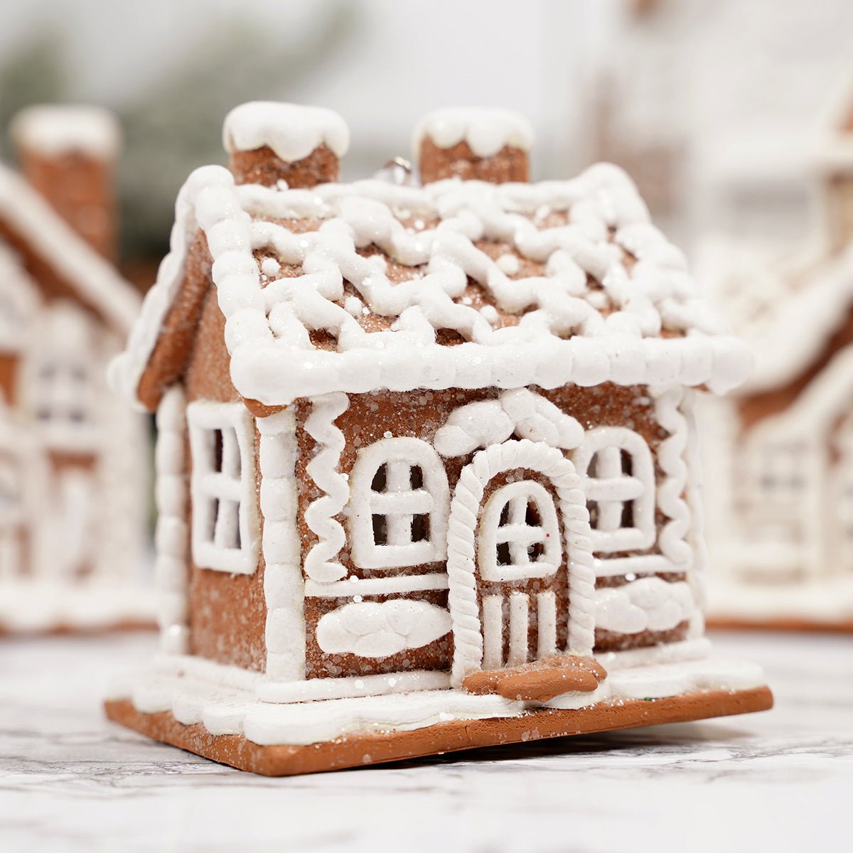 Lighted Brown Gingerbread House Ornament