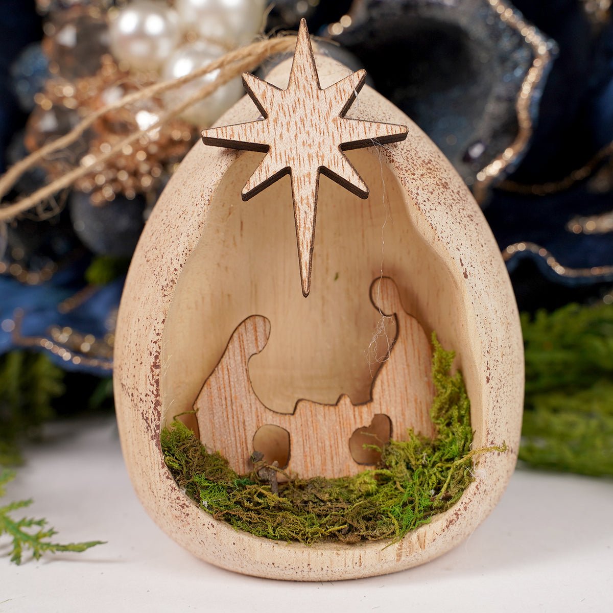 Wood Holy Family Christmas Ornament