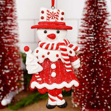 Red And White Dough Snowman Ornament