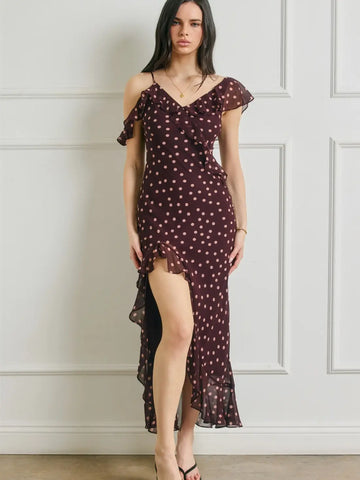 SOFT SPRINKLE ASYMMETRICAL MAXI DRESS