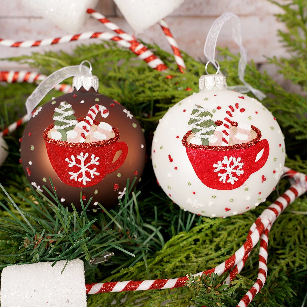 Glass Hot Cocoa Ball Ornament