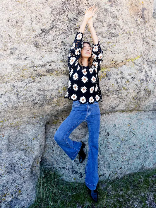 Flare Leg Stretch Jeans - Medium Blue