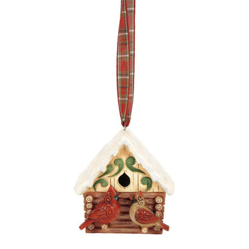 Lodge Log Cabin Bird Ornament