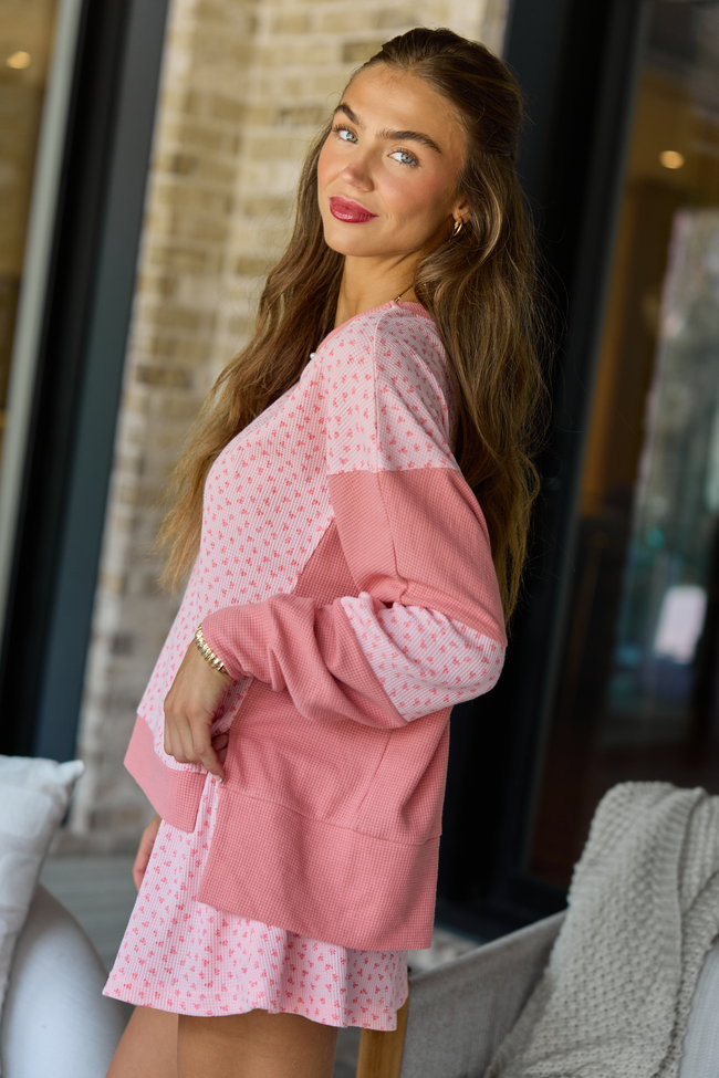 Sweet on You Pink Color Block Floral Sweatshirt