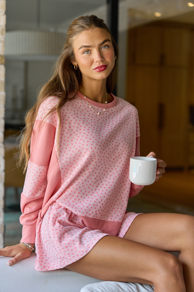 Sweet on You Pink Color Block Floral Sweatshirt