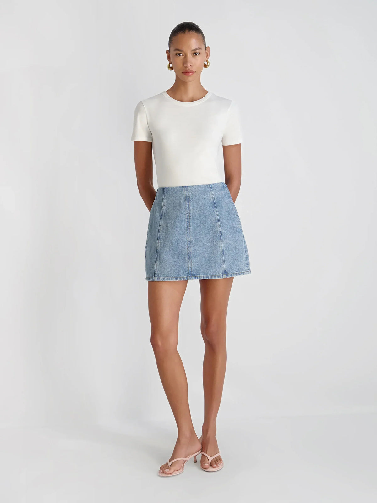 90S DENIM MULTI SEAM MINI SKIRT
