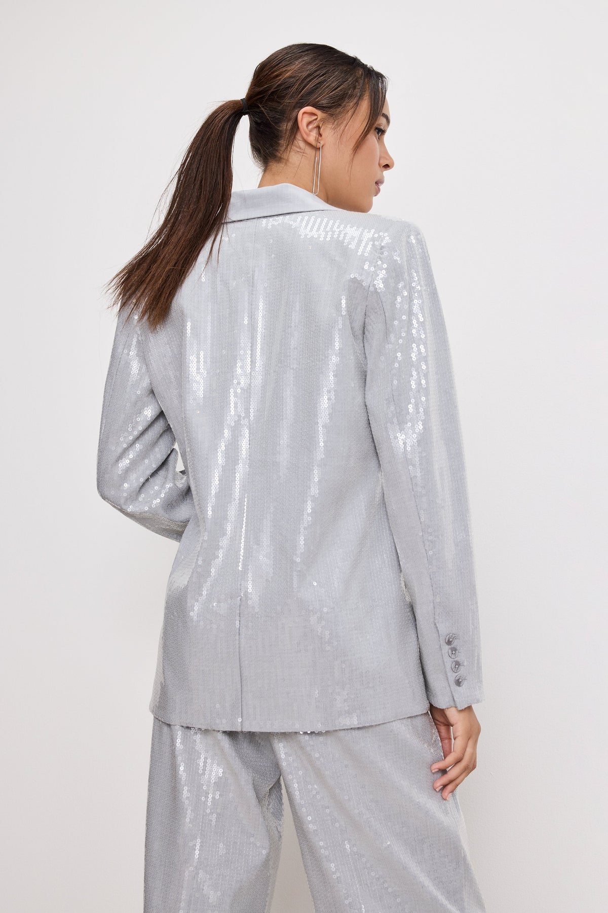 SEQUIN OVERSIZED BLAZER | HEATHER GREY001