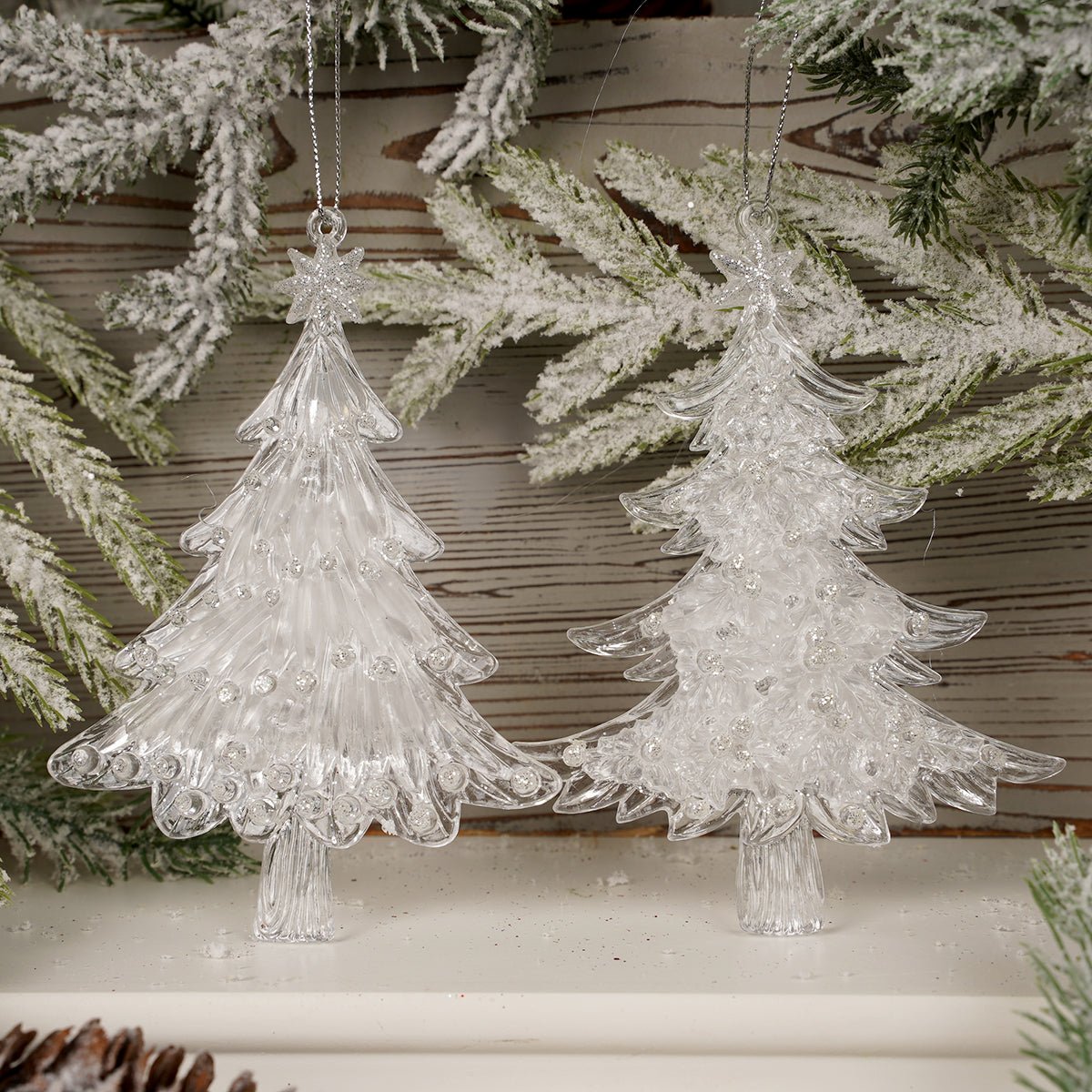 Clear Ice Christmas Tree Ornaments