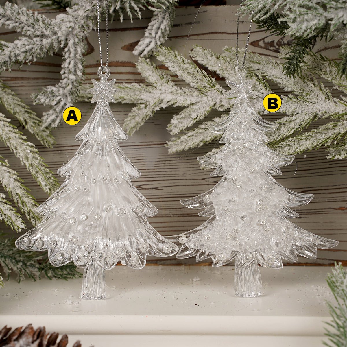 Clear Ice Christmas Tree Ornaments