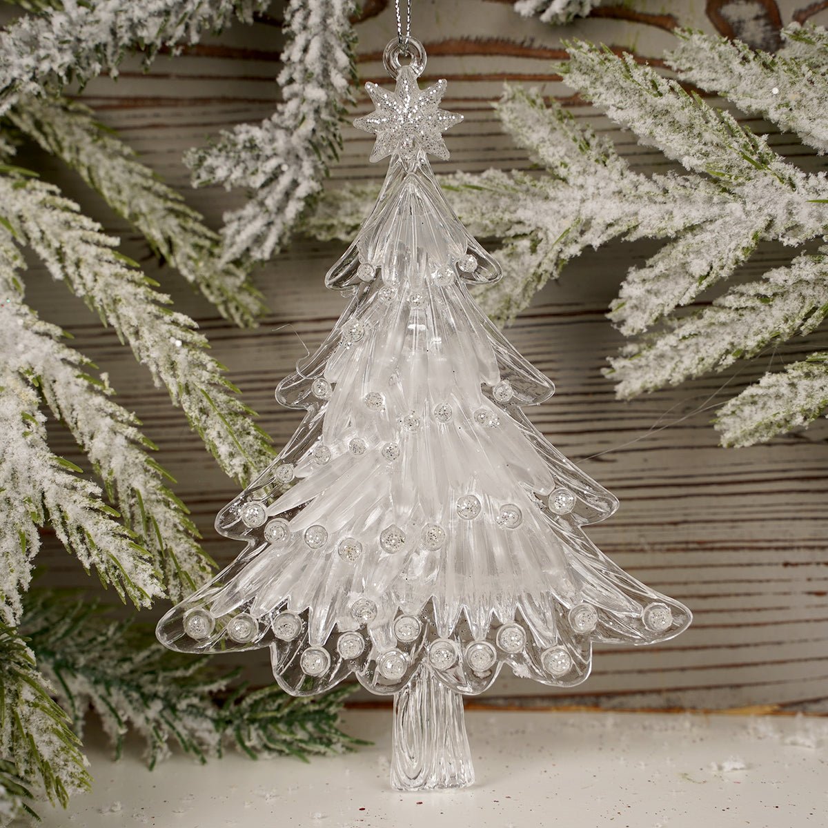 Clear Ice Christmas Tree Ornaments
