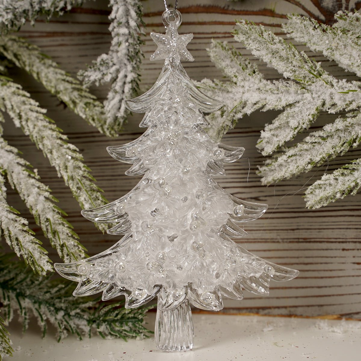 Clear Ice Christmas Tree Ornaments