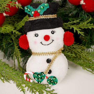 Stuffed Plush Snowman Christmas Ornament